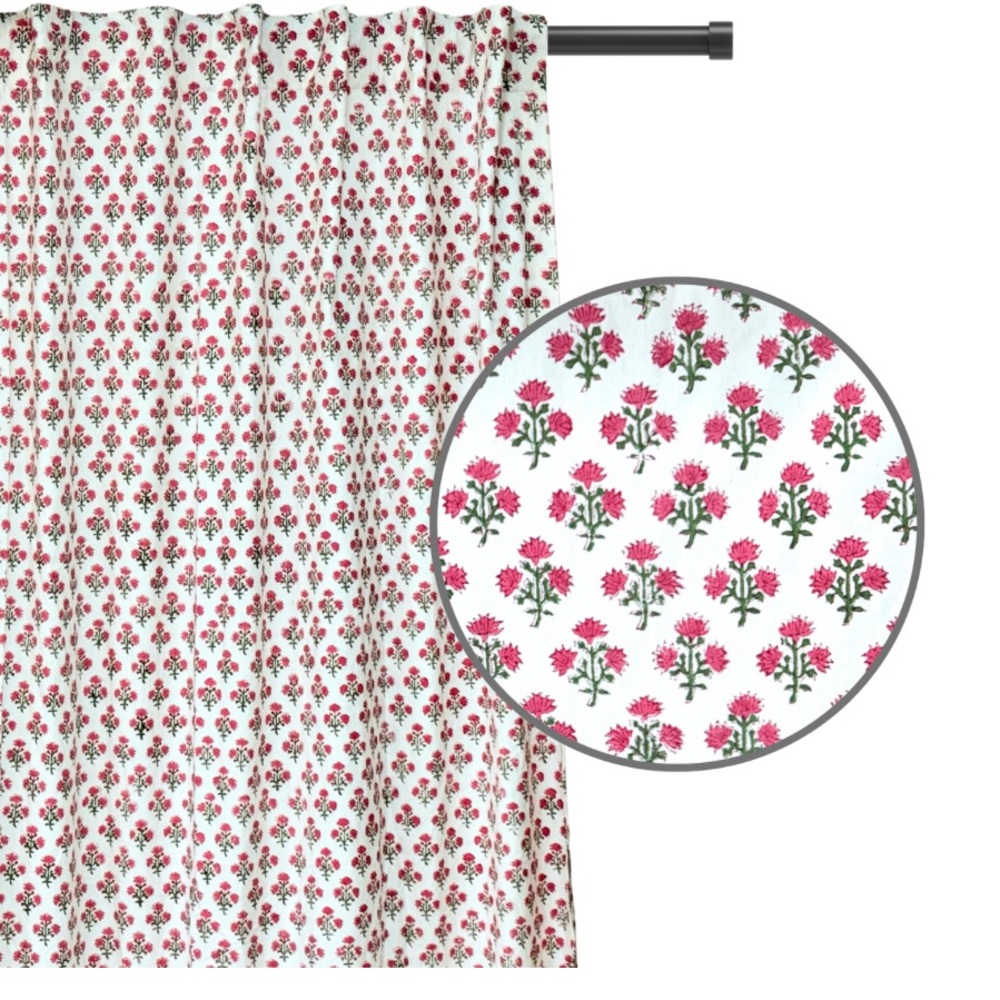 Light-Filtering Floral Print Boho Curtain -One Panel
